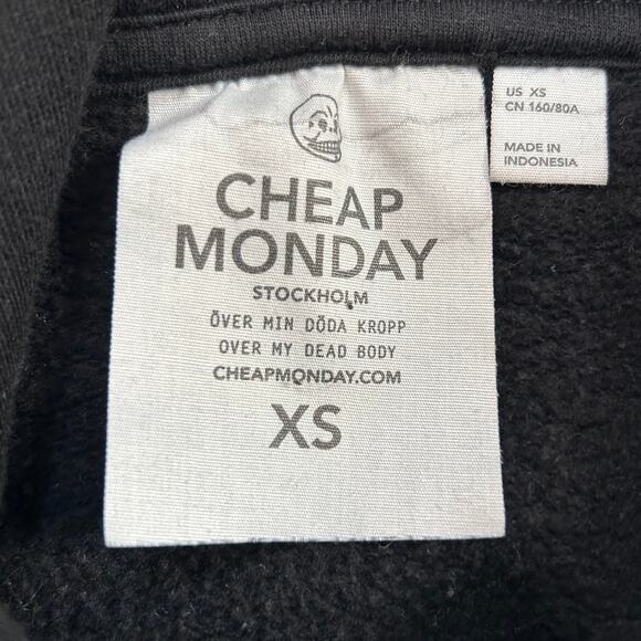 Cheap Monday Black Hoodie XS Graphic Print Slogan Punk Sweatshirt Gothcore - Picture 9 of 9